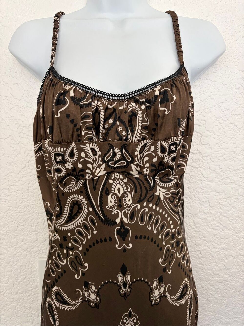 Sandro Bandana Print Slip Maxi Dress Brown | Size 40 / US 8 - Picture 7 of 13